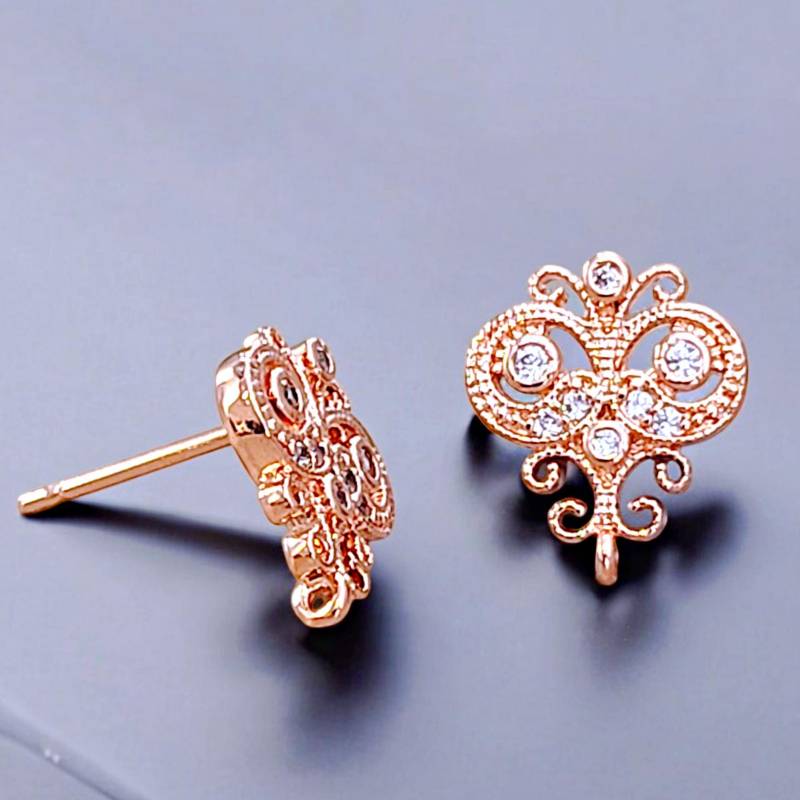 Rose Gold Filigree Cz Ohrringe Braut Hochzeitsschmuck von GoldSwan