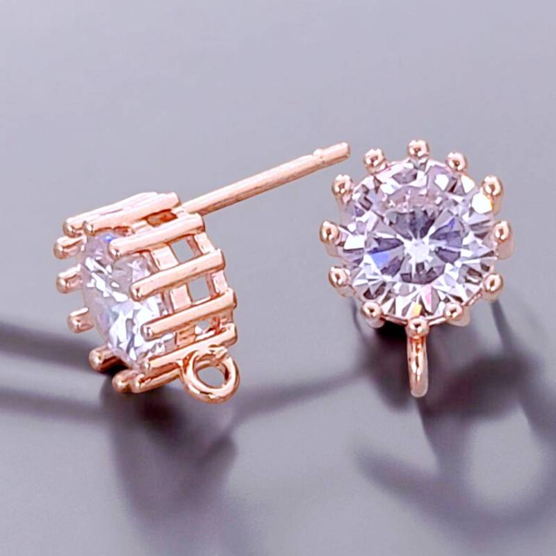 Rose Gold Kristall Cz Ohrringe 7 Mm Brautschmuck Zubehör von GoldSwan