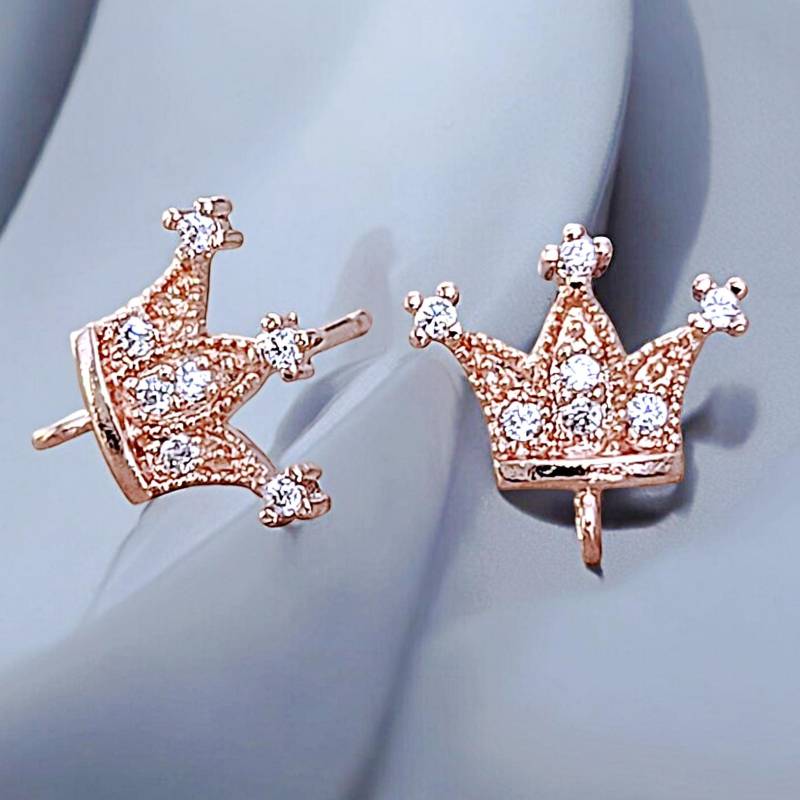 Rose Gold Prinzessin Krone Ohrringe Cz Kristall Tiara Ohrstecker von GoldSwan