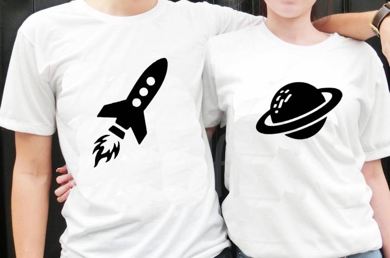 Paare, Die Passende T-Shirts Planet & Rocket Tees von GoldTees