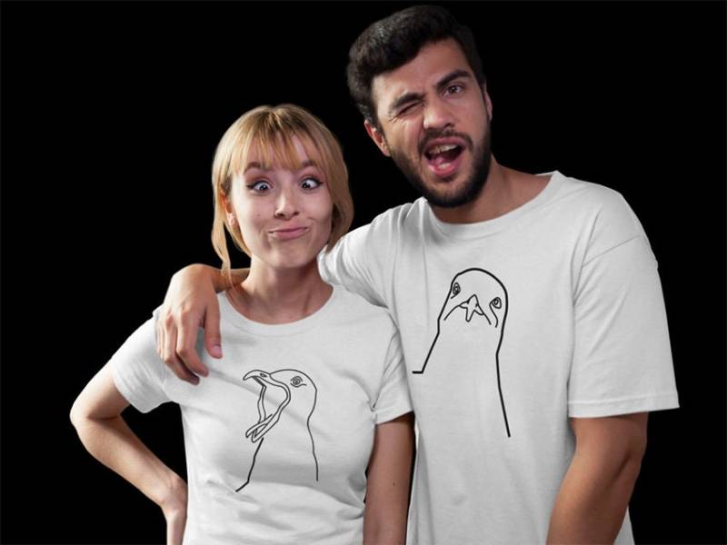 Pärchen Passende T-Shirts Making Faces Birds Cool Tees von GoldTees