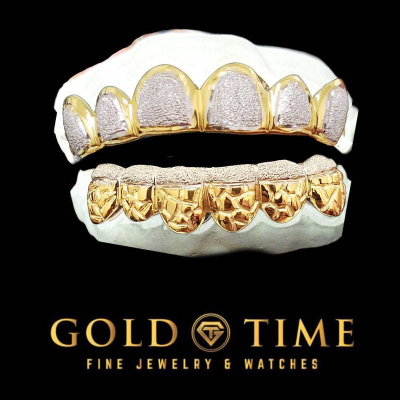 12-Teiliges Custom Nugget & Diamond Dust Grillz Massiv Gold Oder Silber 12-Teiliges Custom Nugget & Diamond Dust Grillz Massiv Gold Oder Silber von GoldTimeKilleen