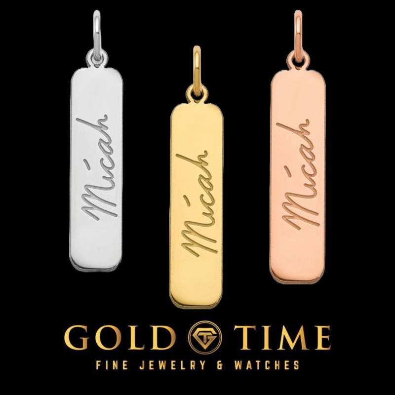 Personalisierter Handgeschriebener Signature Bar Anhänger - Erhältlich in Sterling Silber, 10 Karat Und 14 Gold, Auf Bestellung Gefertigt von GoldTimeKilleen
