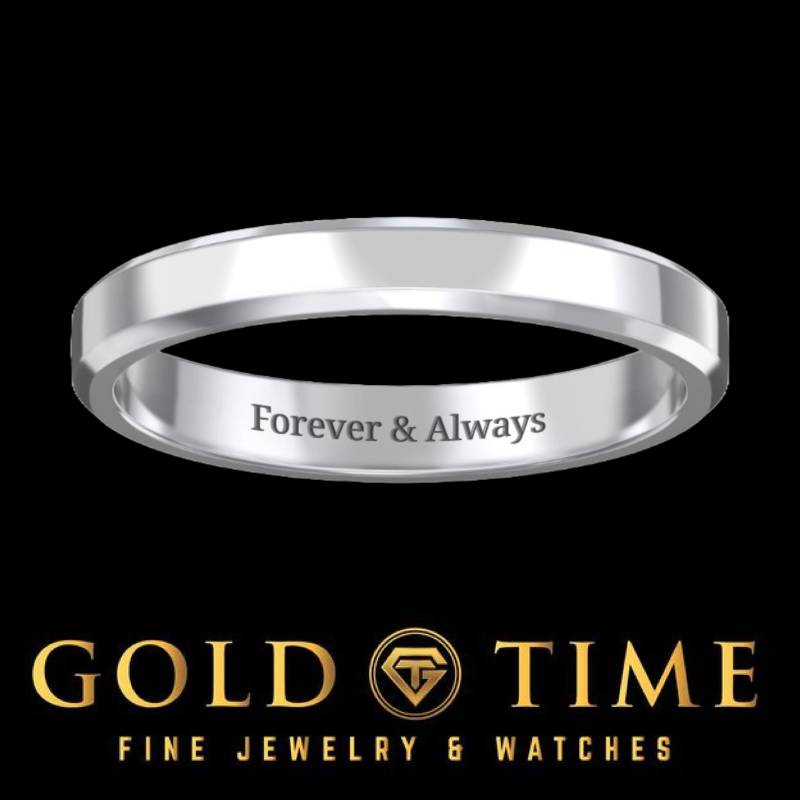 sterling Silber Ehering 3 Mm - Comfort Fit Ring Mit Abgeschrägter Kante Innen Oder Außen Individuell Graviert Größen 4-13 von GoldTimeKilleen