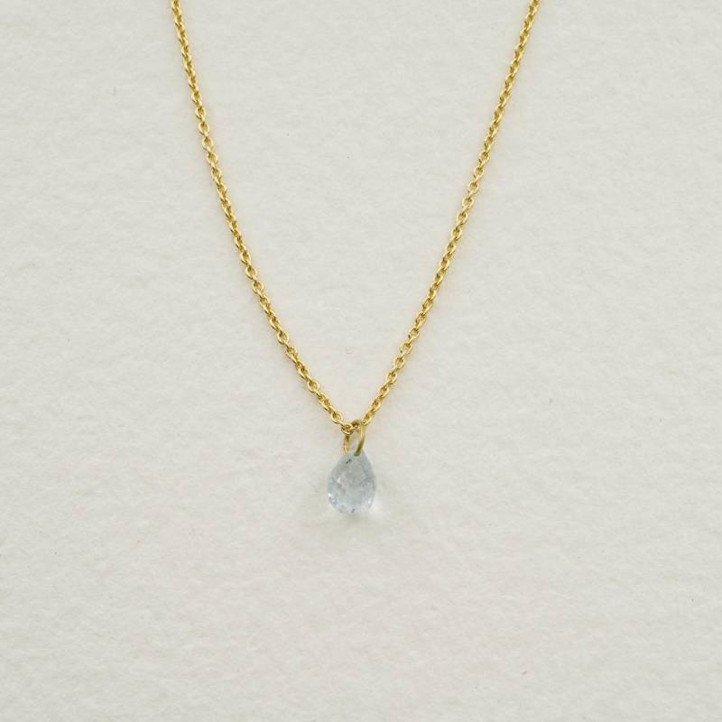 Aquamarin Anhänger Mit Vergoldeter Silberkette von GoldTraum