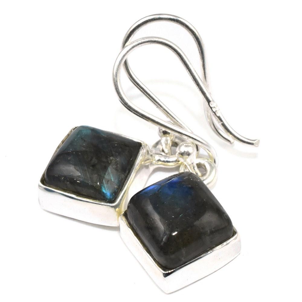 Baguette Form Labradorit 925 Sterling Silber Ohrringe, Geburtstagsgeschenk Für Die Tochter, Handgemachter Edelstein Schmuck, , Frau von GoldTroveJewellery