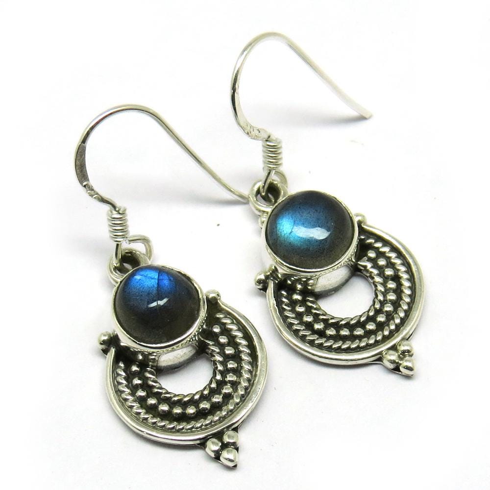 Blue Fire Labradorit Zierliche Ohrringe - 925 Sterling Silber Handgemachter Schmuck, Initialen Ohrringe, Geburtsstein Funkelndes Geschenk Für Sie von GoldTroveJewellery