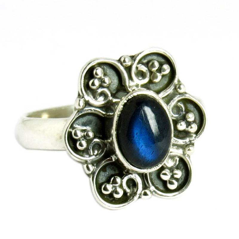 Blumenform Labradorit Ring, 925 Sterling Silber Schmuck, Handgemachter Schmuck von GoldTroveJewellery