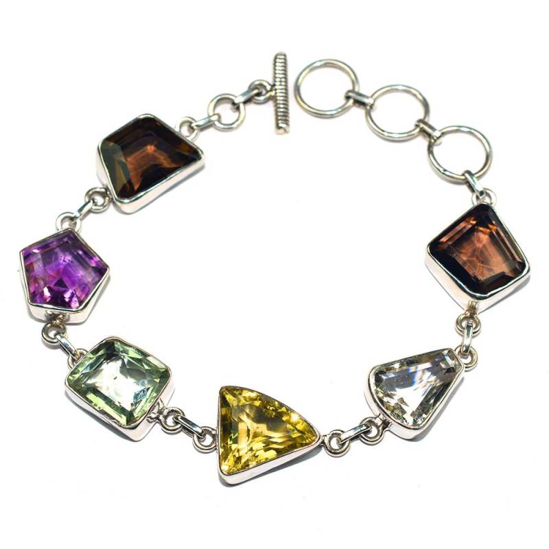 Boho Edelstein Armband Sterling Silber Verstellbar Schmuck, Amethyst, Citrin von GoldTroveJewellery