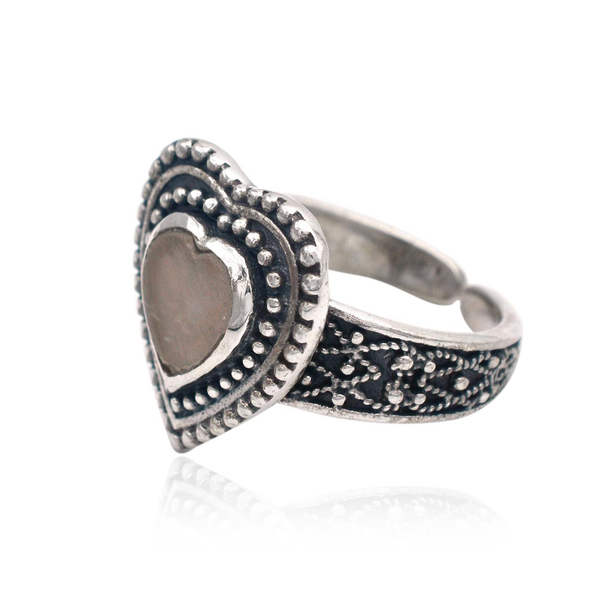 Herz Rosenquarz Ring Vintage 925 Sterling Silber, Verstellbar von GoldTroveJewellery