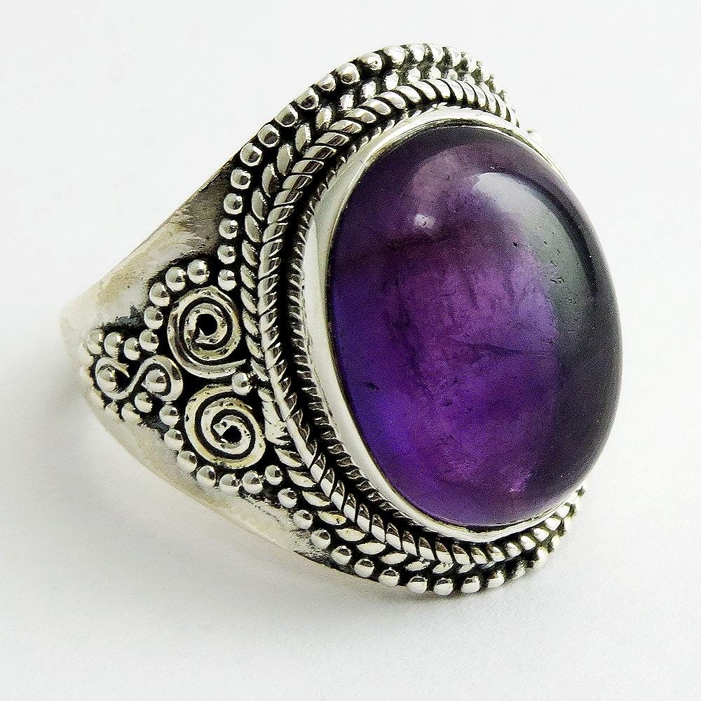 Lila Amethyst Handgemachter 925 Sterling Silber Ring - Einzigartiges Geburtstagsgeschenk von GoldTroveJewellery