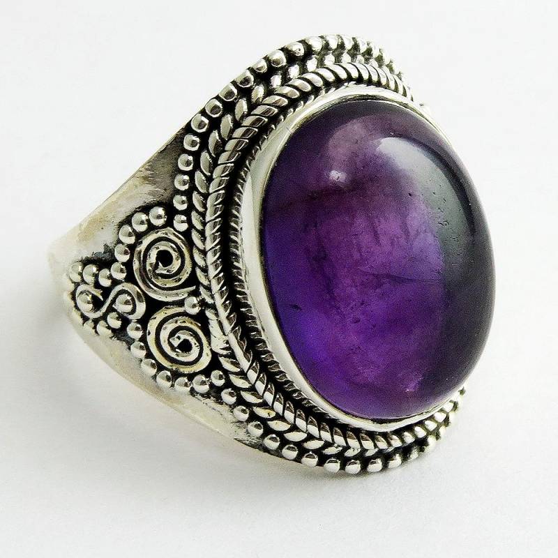 Lila Amethyst Handgemachter 925 Sterling Silber Ring - Einzigartiges Geburtstagsgeschenk von GoldTroveJewellery