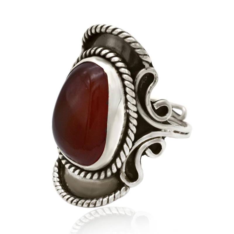 Oxidierter Sterlingsilber-Ring Roher Onyx-Stein Boho Statement von GoldTroveJewellery