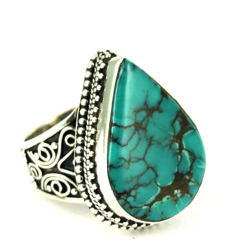 Türkis Vintage Silber Ring, 925 Sterling Ring Verstellbar, Unisex Handgemachte Boho Schmuck, Geschenk Für Sie & Ihn von GoldTroveJewellery