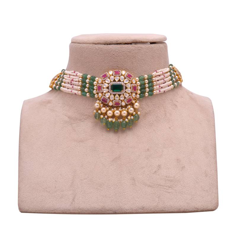 22K Vergoldete Edelsteinkette Rubin, Smaragd & Cz Sterling Silber von GoldTroveJewellery