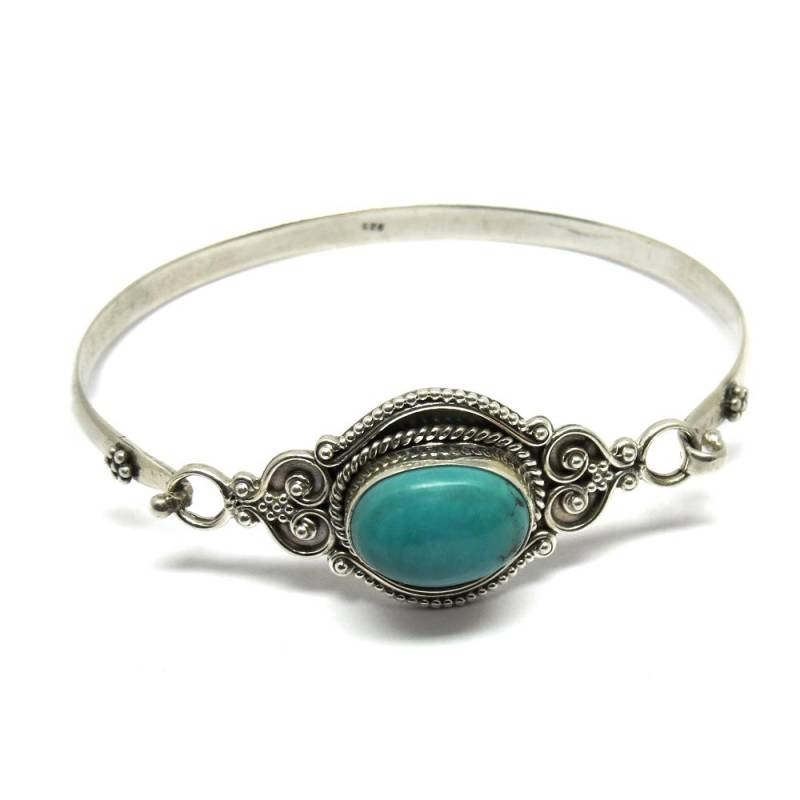 Vintage Türkis Initial Armband - Verstellbarer Armreif Zierlicher Statement Schmuck, Handgemachtes Silber Damen Schmuck von GoldTroveJewellery