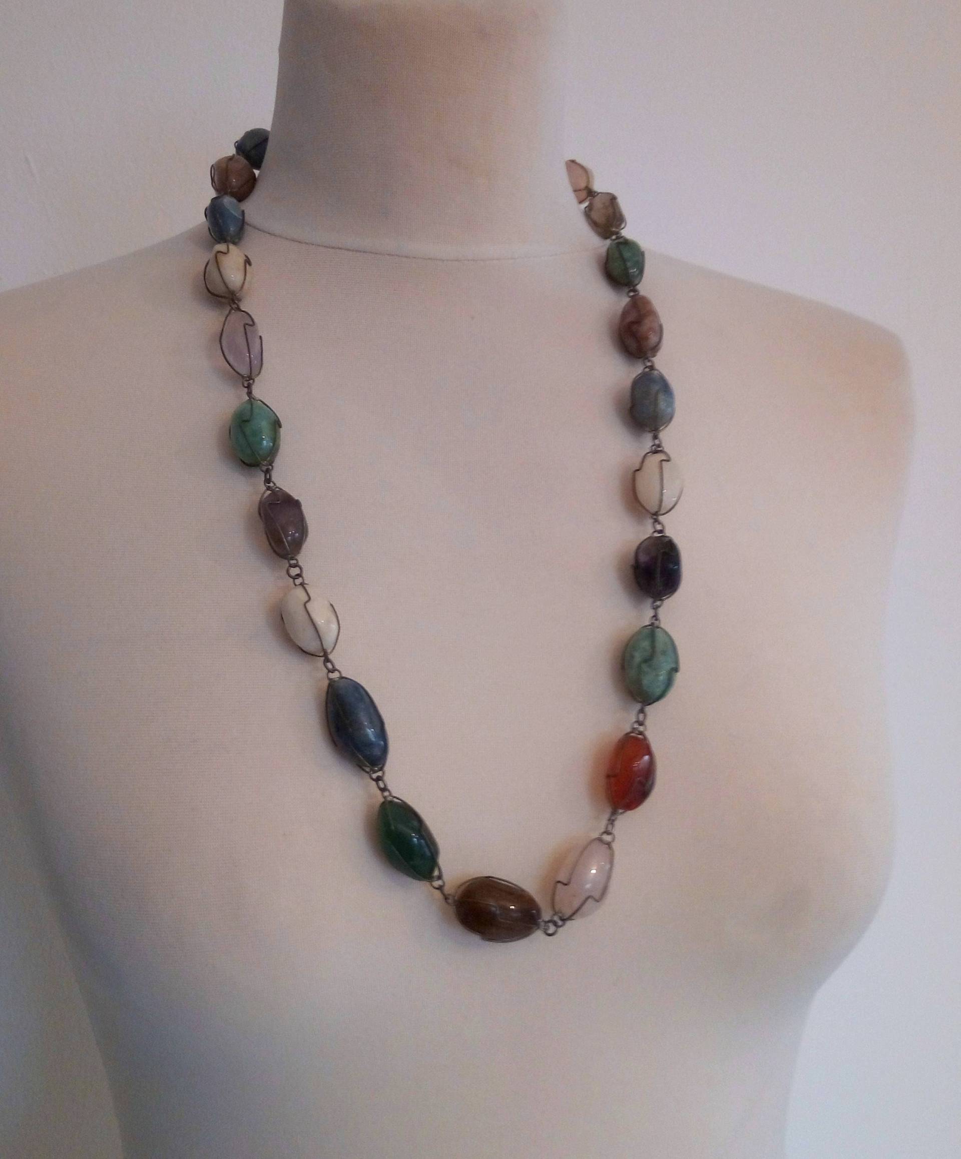 Jahrgang 1960 Draht Gewickelt Echte Edelsteine Halskette, Schmuck Jahrgang 1960 Draht Gewickelt Echte Edelsteine Halskette, Schmuck von Golda2Hand
