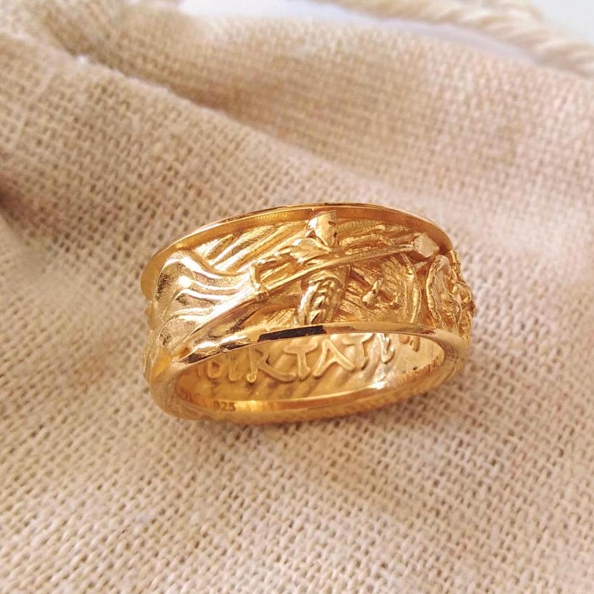 Gold-Spartan-Ring, Sterlingsilber-Spartan-Krieger-Ring, Gold 300 Spartan Schmuck, Herren-Silber-Spartan-Ring, Damen-Rosengold-Spartan-Ring von GoldandSilverDesign