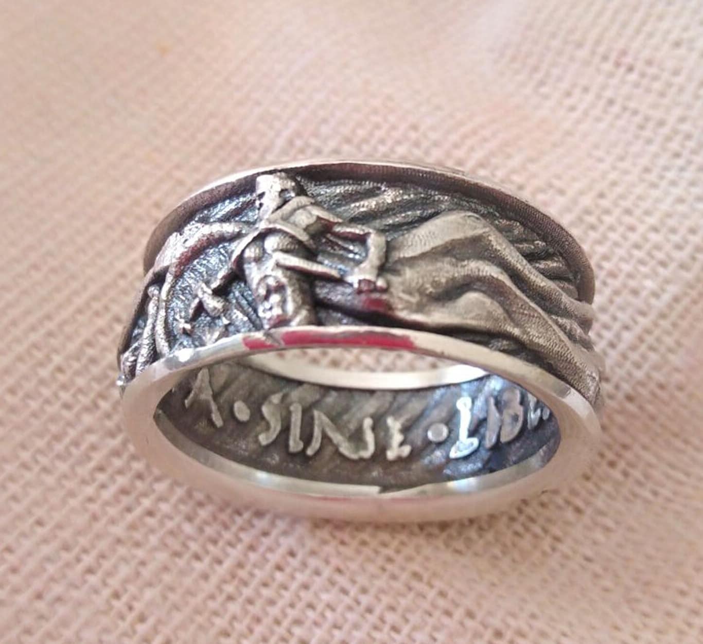 Oxidierter Silber Spartan Ring | Handgefertigter Alter Krieger 300 Schmuck Herren Oxidierter Silber Spartan Ring | Handgefertigter Alter Krieger 300 Schmuck Herren von GoldandSilverDesign