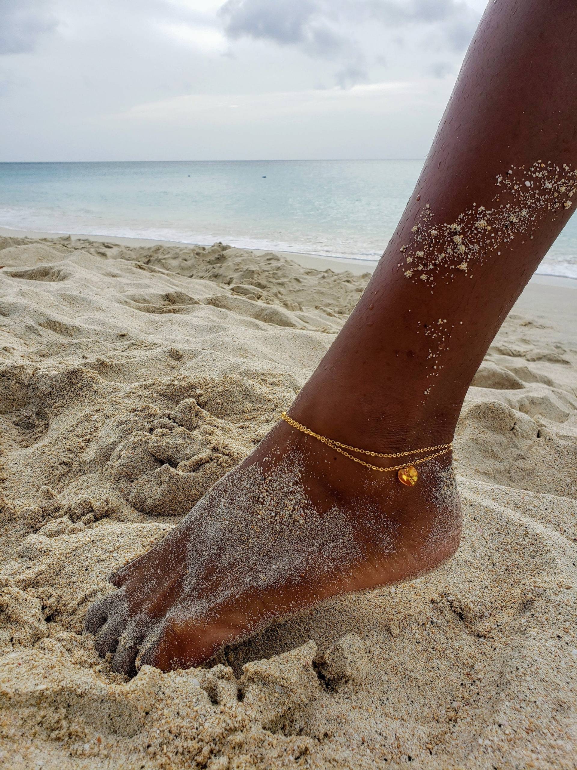 Swarovski Herz Doppel Kette Fußkettchen von GoldberrysCottage