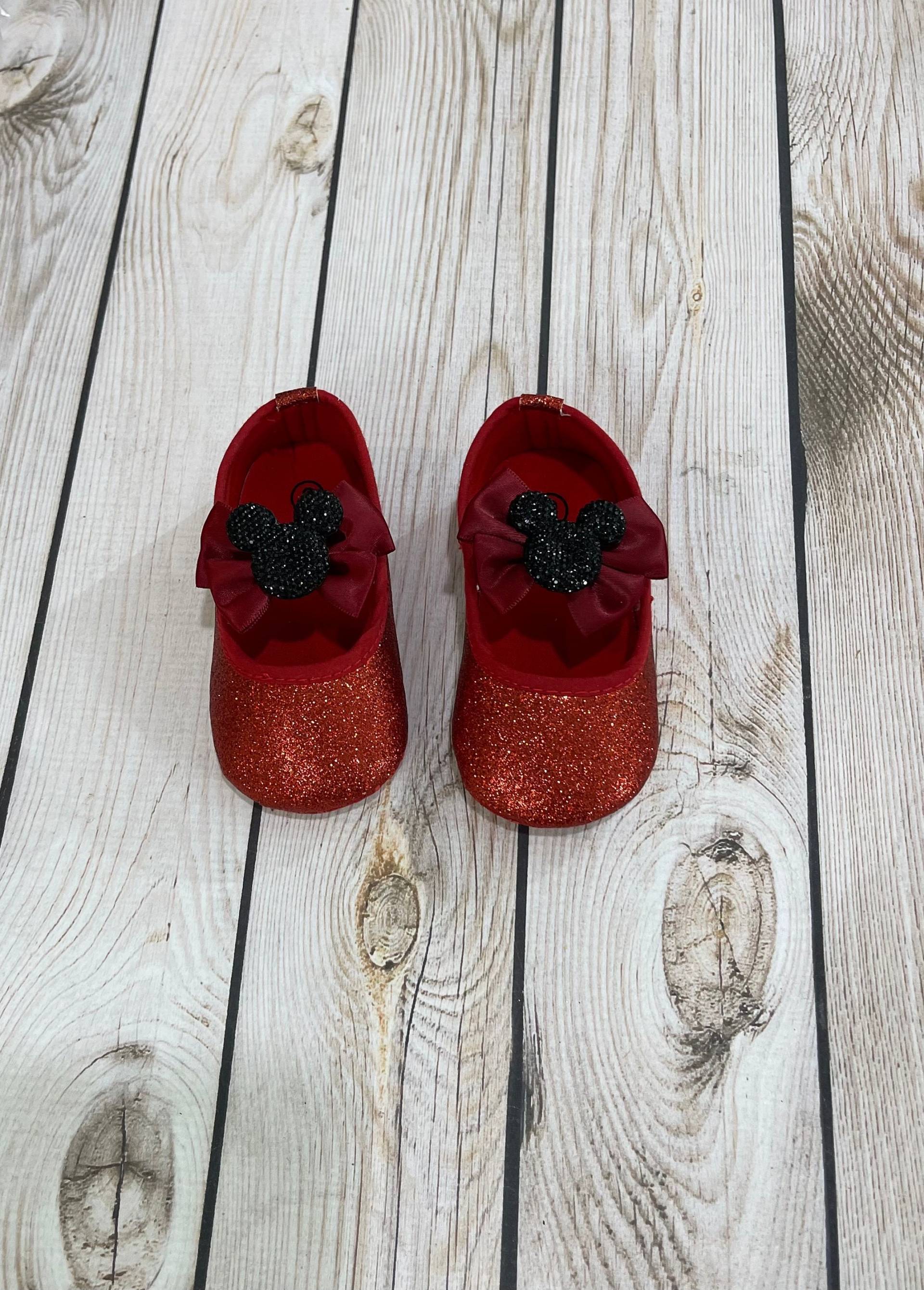 Minnie Rote Babyschuhe Glitzer, Cinderella Halloween Babyschuhe, Kleinkind Erster Geburtstag Schuhe Mädchen Rot, Weihnachtsschuhe Baby von Goldclouds