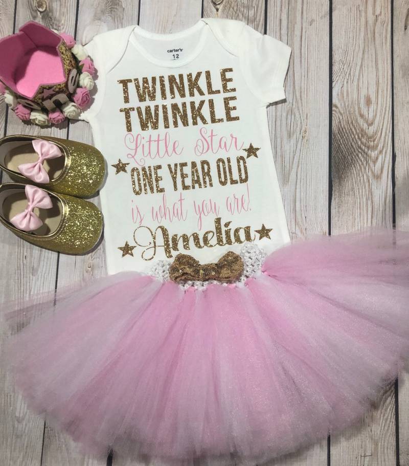 Twinkle Star Erster Geburtstag Mädchen Gold Glitzer Schuhe von Goldclouds