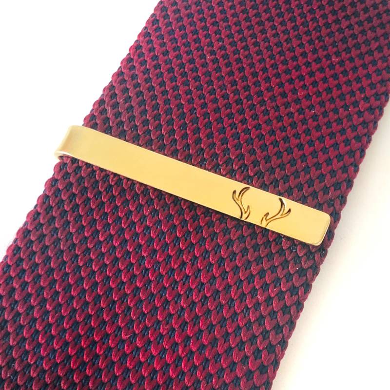 Hirschgeweih Krawattennadel Leiste // Personalisierte Krawattenklammer Personalisierbar Graviert Hochzeit Geschenk Für Ihn von GoldcrestDesignsUK