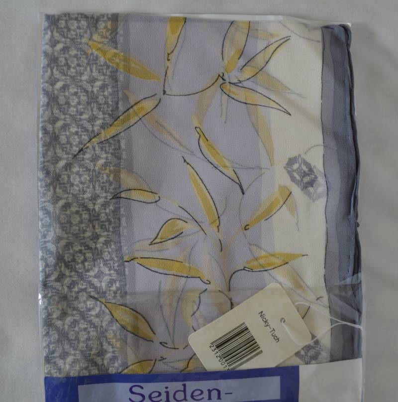 Neue Vintage Seide Grau Halstuch Frauen Seidenschal Quadrat Bandana Beige Gelb Weiß Tasche Schal Seidenhalstuch von Goldeas