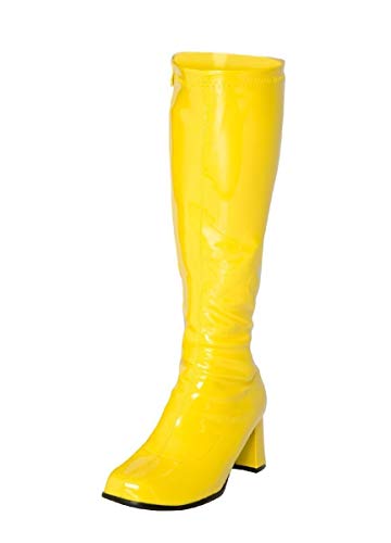 Damen-GoGo-Stiefel, 1960er/70er-Retro-Look, Größe EU 36-47,5, Gelb - gelb - Größe: 40 EU von Golden Beads