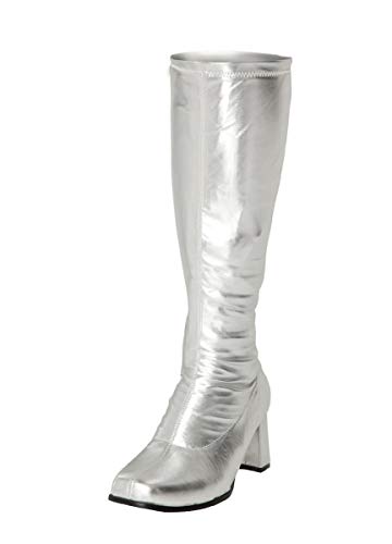 Damen-GoGo-Stiefel, 1960er/70er-Retro-Look, Größe EU 36-47,5, Silber - silber - Größe: 37 EU von Golden Beads