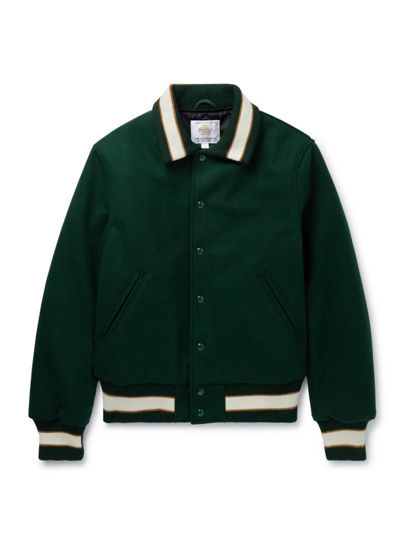 Golden Bear - Byron Striped Padded Wool-Blend Felt Varsity Jacket - Men - Green - M von Golden Bear