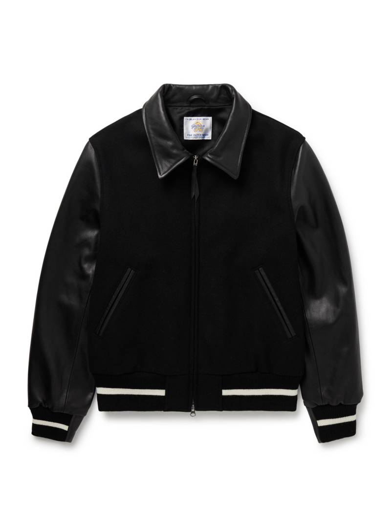 Golden Bear - Leather and Wool-Blend Felt Varsity Jacket - Men - Black - XL von Golden Bear