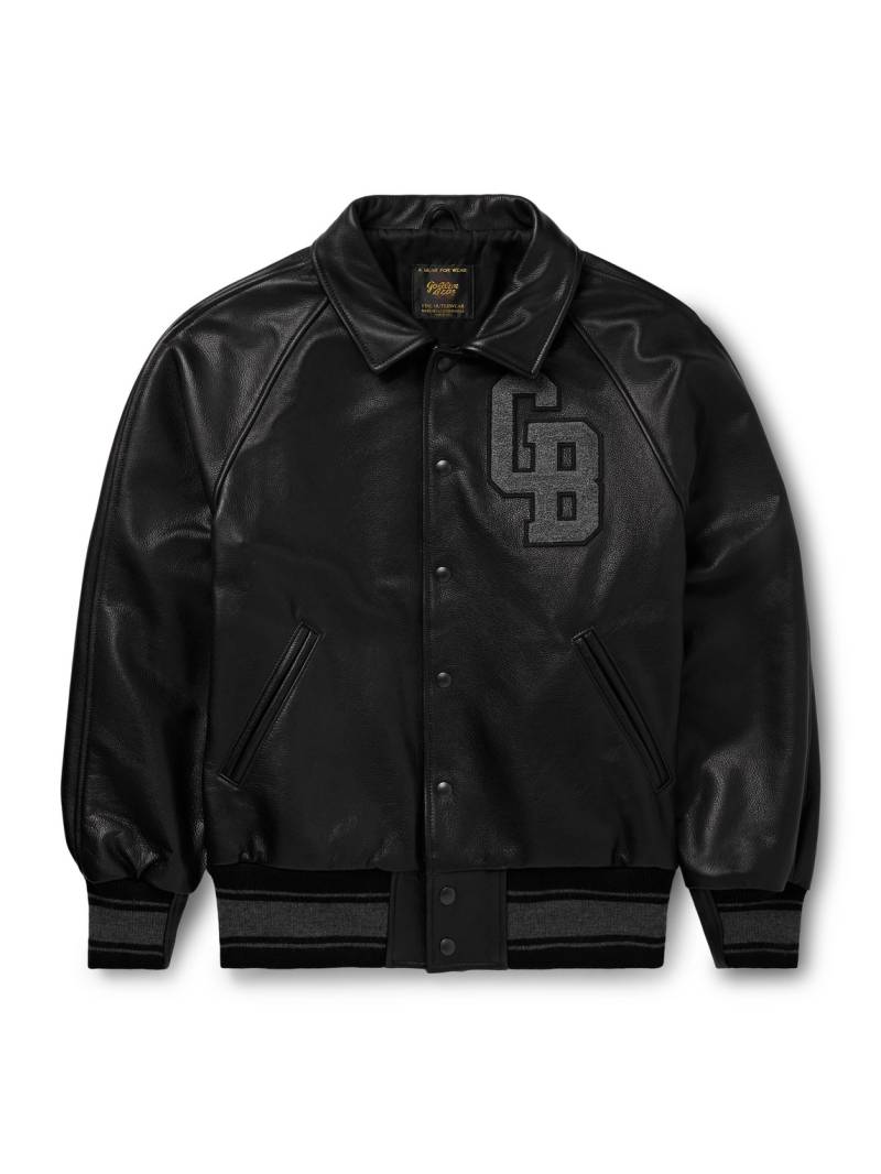 Golden Bear - Logo-Appliquéd Full-Grain Leather Varsity Jacket - Men - Black - XXL von Golden Bear