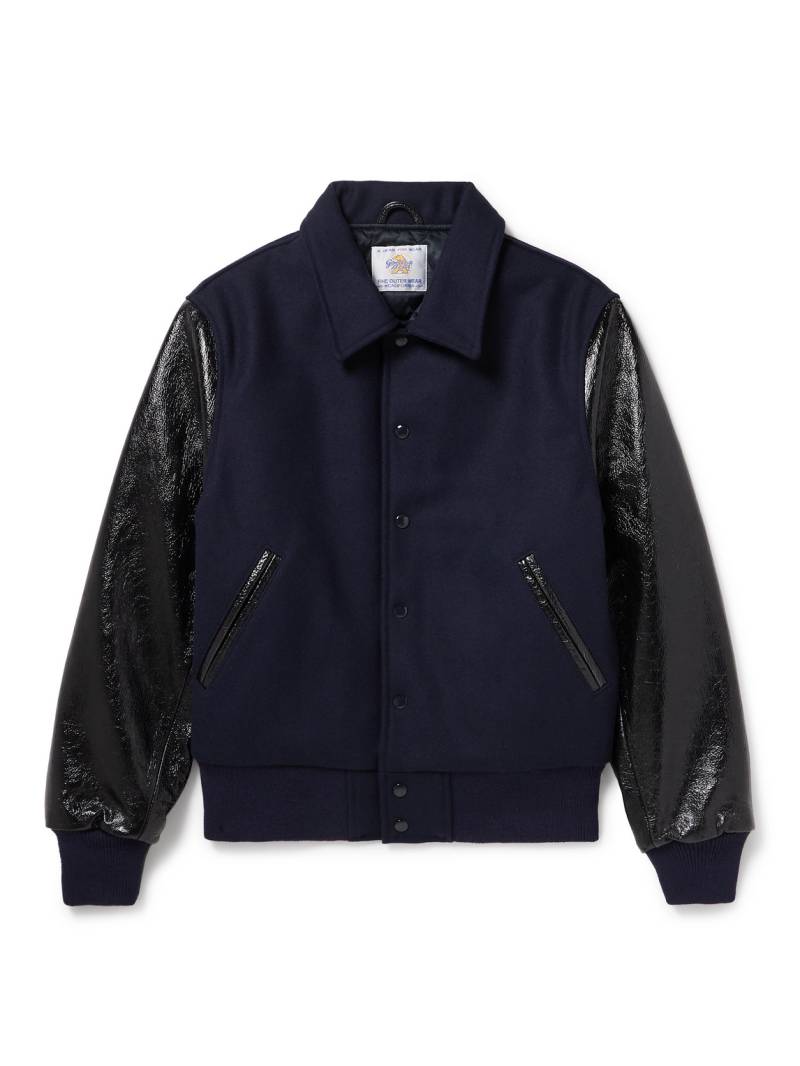 Golden Bear - Padded Wool-Blend Felt and Cracked Glossed-Leather Varsity Jacket - Men - Blue - M von Golden Bear