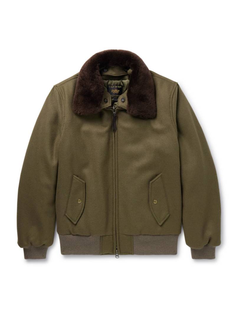 Golden Bear - Shearling-Trimmed Padded Wool-Felt Bomber Jacket - Men - Green - XXL von Golden Bear