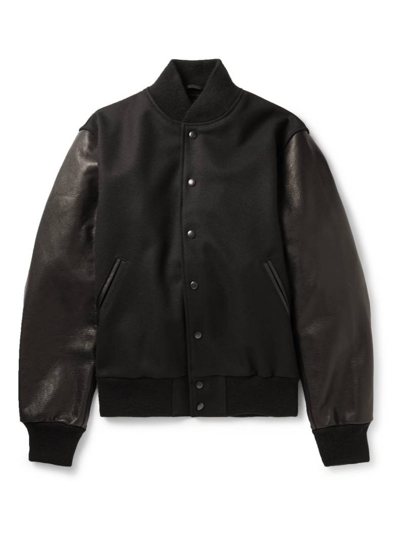 Golden Bear - The Albany Wool-Blend and Leather Bomber Jacket - Men - Black - XL von Golden Bear