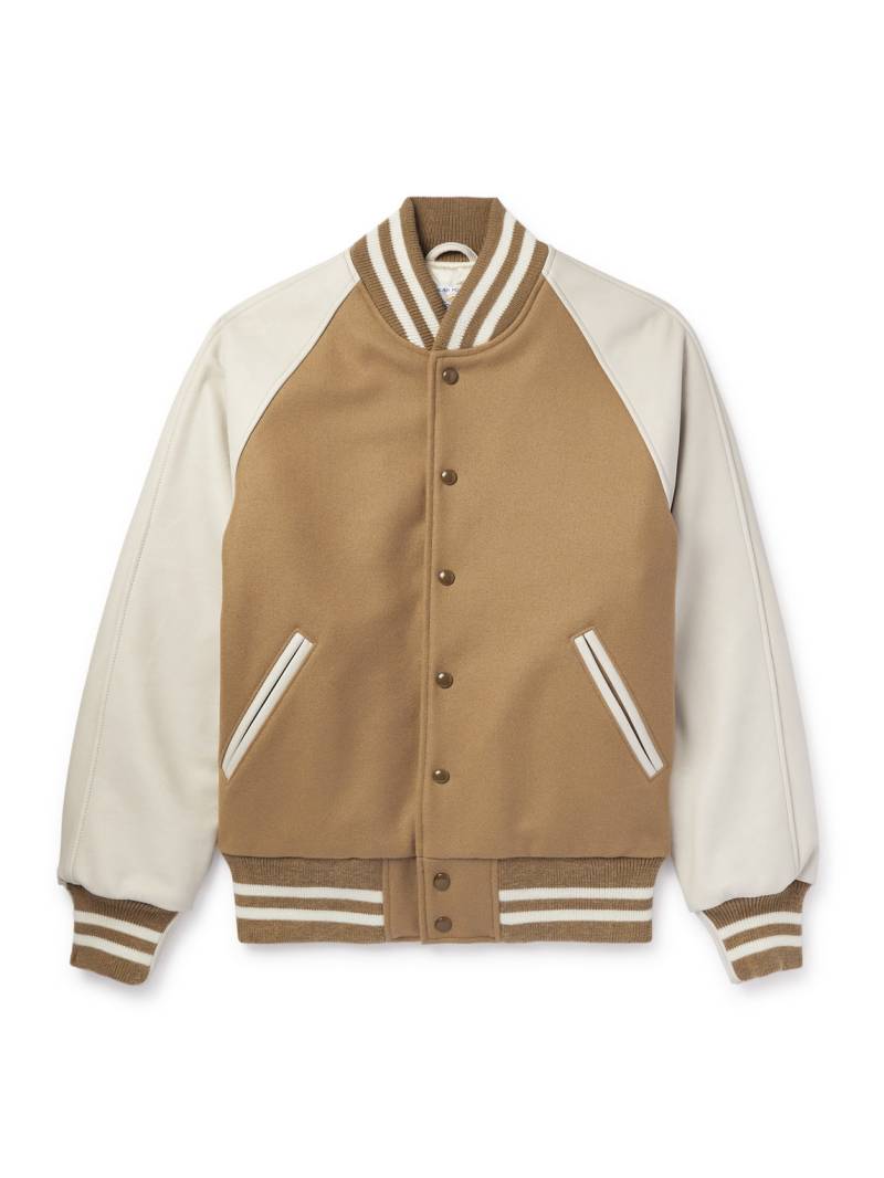 Golden Bear - The Ralston Wool-Blend and Leather Bomber Jacket - Men - Neutrals - XXL von Golden Bear
