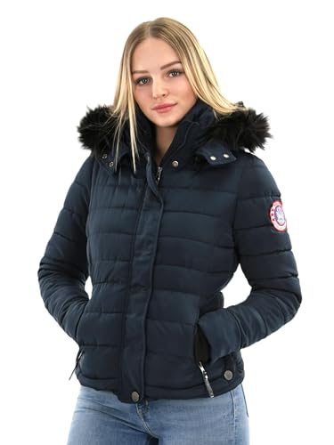 Golden Brands Selection Navahoo warme Damen Winter Jacke Parka Mantel Stepp Kurzjacke gefüttert B301, Blau, XXL von Golden Brands Selection