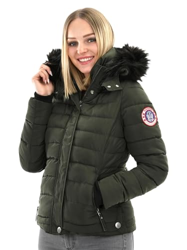 Golden Brands Selection Navahoo warme Damen Winter Jacke Parka Mantel Stepp Kurzjacke gefüttert B301, Olive, XL von Golden Brands Selection