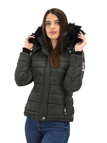 Navahoo warme Damen Winter Jacke Parka Mantel Stepp Kurzjacke gefüttert B301 [B301-Anthrazit-Gr.L] von Golden Brands Selection