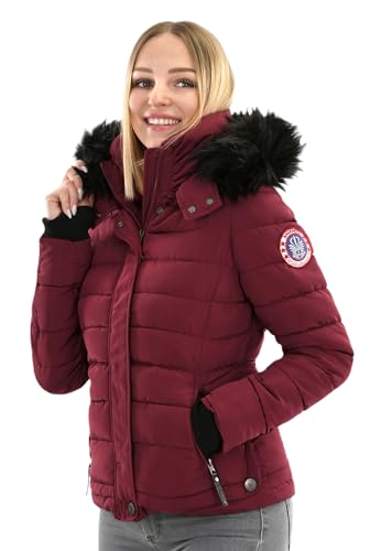 Navahoo warme Damen Winter Jacke Parka Mantel Stepp Kurzjacke gefüttert B301 [B301-Bordeaux-Gr.S] von Golden Brands Selection