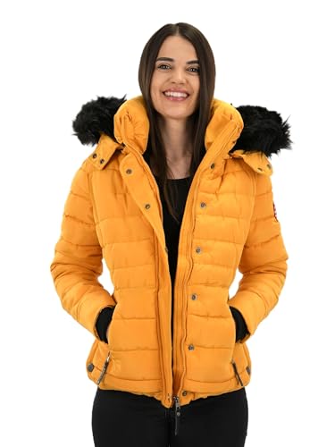 Navahoo warme Damen Winter Jacke Parka Mantel Stepp Kurzjacke gefüttert B301 [B301-Gelb-Gr.XS] von Golden Brands Selection