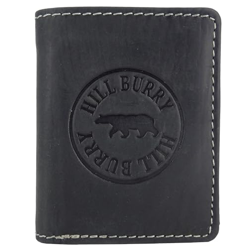 Echt-Leder Leder Geldbörse • Geldbeutel für Damen und Herren mit RFID-Schutz • Portmonee mit Münzfach • Portemonnaie Hill Burry • schwarz für Männer Brieftasche Wallet • Hochformat von Golden Deer