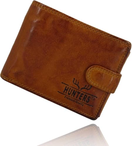 Geldbörse aus Leder für Damen RFID-Schutz | Münzfach Geldbeutel Portemonnaie Portmonee für Herren | Geldtasche aus Waschleder | braun Geschenk Geschenkbox (Querformat) von Golden Deer