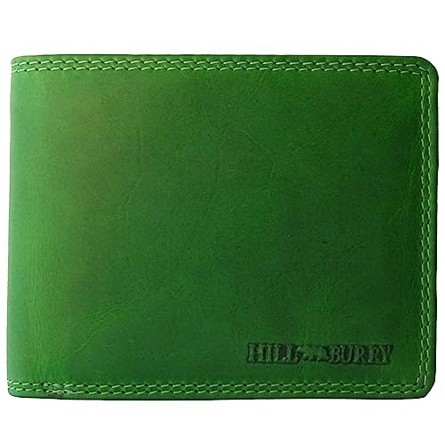 Geldbörse aus Leder für Damen und Herren | RFID-Schutz Münzfach Geldbeutel Geldtasche Portemonnaie Portmonee | Hill Burry Kollektion (Querformat grün) von Golden Deer