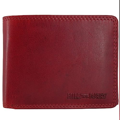Geldbörse aus Leder für Damen und Herren | RFID-Schutz Münzfach Geldbeutel Geldtasche Portemonnaie Portmonee | Hill Burry Kollektion (Querformat rot) von Golden Deer