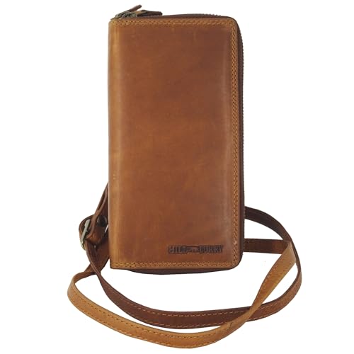 Golden Deer Damen/Frauen Geldbörse mit RFID Schutz Hochwertige Portemonnaie Rinds Leder Geldtasche Doppelter Metall Reißverschluss viele Kartenfächer (Hunter Produktlinie braun) von Golden Deer