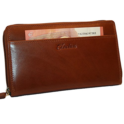Golden Deer XL Geldbörse Portemonnaie, Portmonee aus Leder Frauen Damen Langbörse mit RFID Schutz Geldbeutel Geldtasche Frauen Netz Design (Gladius 2021 Jahr Kollektion, braun) von Golden Deer