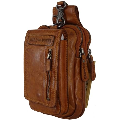 Hill Burry Echt-Leder Bauchtasche & kleine Umhängetasche | Gürteltasche aus hochwertigem echtem Leder | Herren - Damen Wandertasche/Hüfttasche | Waschleder Partytasche (Braun) von Golden Deer