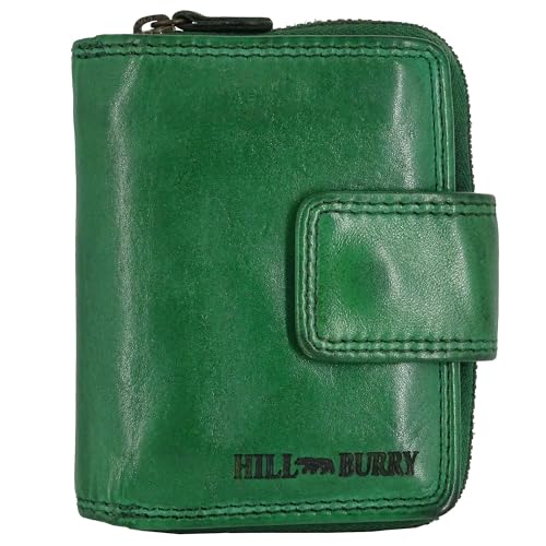 Hill Burry mit RFID Schutz kleine Geldbörse Portemonnaie, Portmonee aus Leder Waschleder Frauen Damen Langbörse Geldbeutel Geldtasche Frauen Design (Grün Hell) von Golden Deer